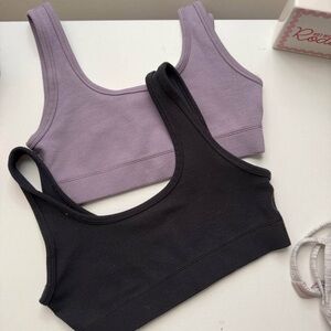 TNA Ribbed Scoop Bralettes - Lavender & Black